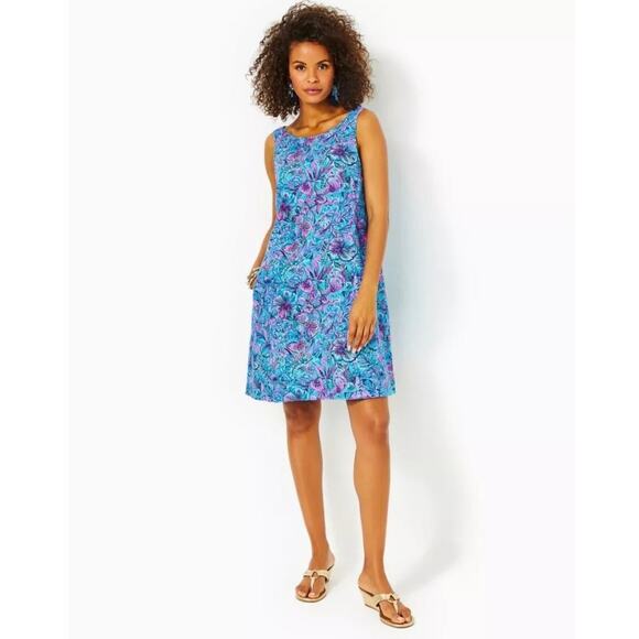 NWT Womens Lilly Pulitzer Edelyn Swing Shift Blue Shells N Bells Dress‎ Size 6 - Picture 1 of 13